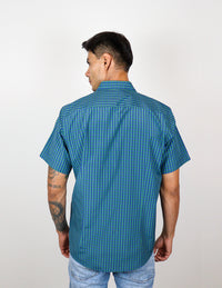 CAMISA MANGA CORTA AZUL CUADROS  REF 2310509