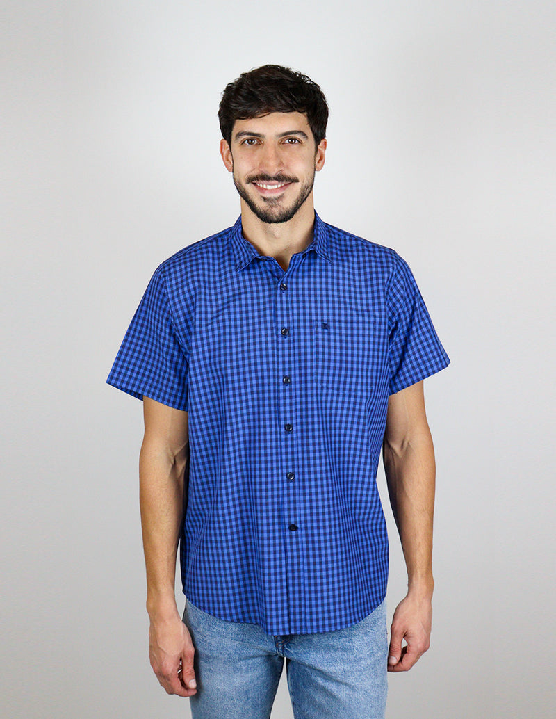 CAMISA MANGA CORTA AZUL CUADROS  REF 2310510