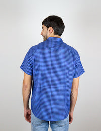 CAMISA MANGA CORTA AZUL CUADROS  REF 2310510