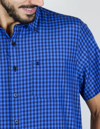 CAMISA MANGA CORTA AZUL CUADROS  REF 2310510