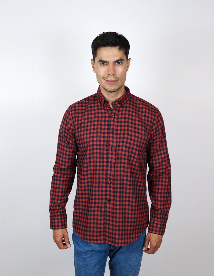 CAMISA MANGA LARGA ROJA CUADROS FRANELA REF 2310543