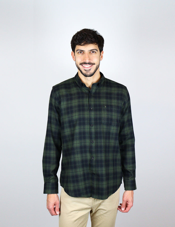 CAMISA MANGA LARGA VERDE CUADROS FRANELA REF 2310559