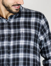 CAMISA MANGA LARGA NEGRA CUADROS FRANELA REF 2310563