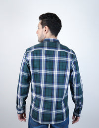 Camisa de Vestir Dioro Manga Larga Cuadros Verde