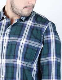 Camisa de Vestir Dioro Manga Larga Cuadros Verde