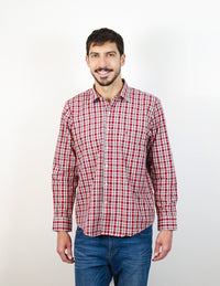 Camisa de Vestir Manga Larga de Cuadros Para Hombre