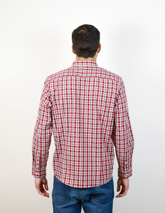 CAMISA MANGA LARGA ROJO CUADROS 100% ALGODÓN  REF 2311573