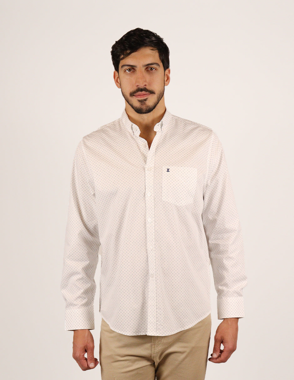 CAMISA MANGA LARGA BLANCA ESTAMPADO 100% ALGODÓN REF 2311574