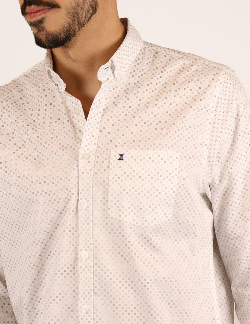 CAMISA MANGA LARGA BLANCA ESTAMPADO 100% ALGODÓN REF 2311574