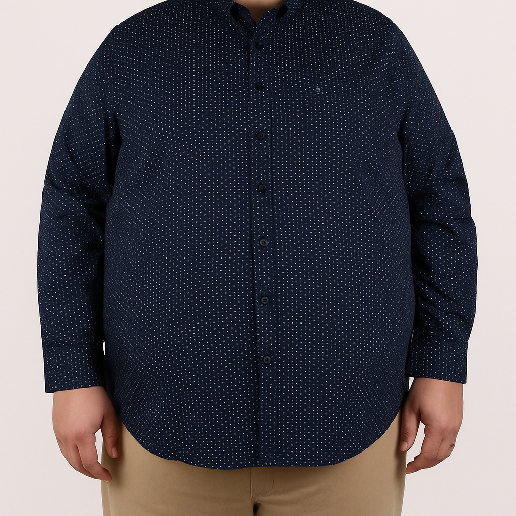 Camisa de Manga Larga Estampada Color Azul Oscuro Talla Extra 2311577