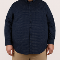 Camisa de Manga Larga Estampada Color Azul Oscuro Talla Extra 2311577