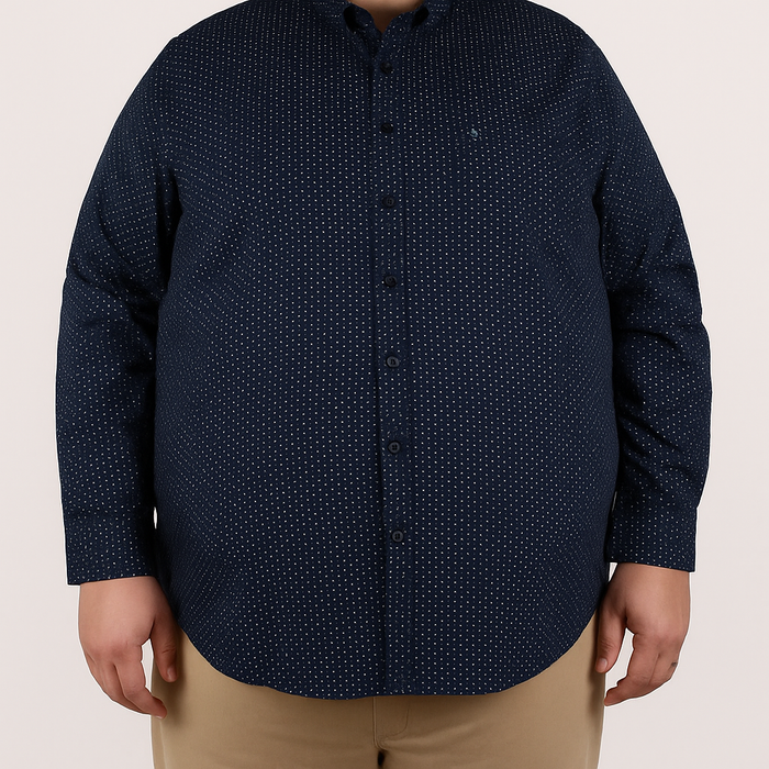 Camisa de Manga Larga Estampada Color Azul Oscuro Talla Extra 2311577