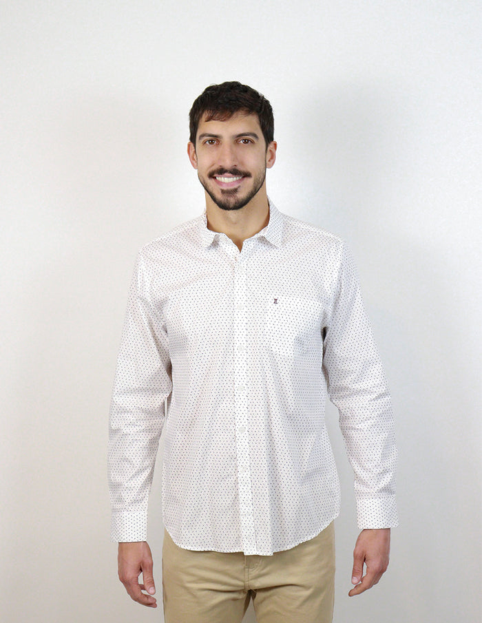 CAMISA MANGA LARGA BLANCA ESTAMPADO 100% ALGODÓN REF 2311580