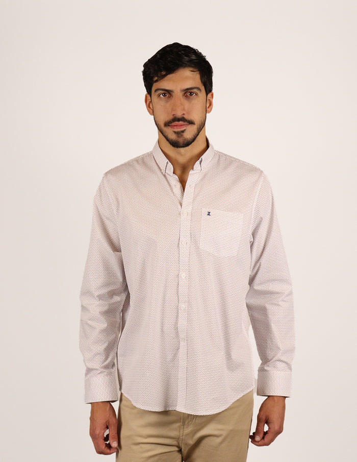 CAMISA MANGA LARGA BLANCA ESTAMPADO 100% ALGODÓN REF 2311583