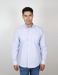 Camisa Manga Larga Estilo Rayas Azul Marca Dioro