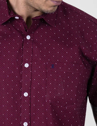 Camisa Estampada Guinda Manga Corta Talla Extra 100% Algodón 2311601