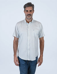 Camisa Casual de Algodón Estilo Cuadros Blanca