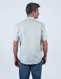 Camisa Casual de Algodón Estilo Cuadros Blanca