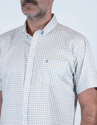 Camisa 100% Algodón Cuadros Blanca 2311611