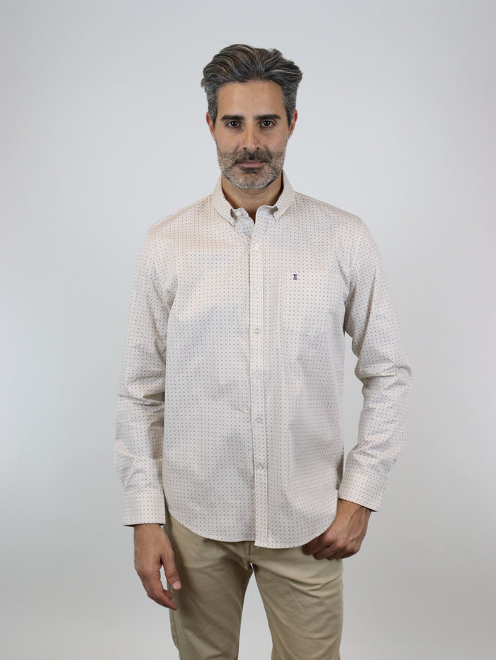 CAMISA MANGA LARGA BLANCA ESTAMPADO 100% ALGODÓN  REF 2312620