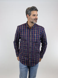 Camisa Manga Larga de Algodón Cuadros Azul Marino 2312633 - dioromx