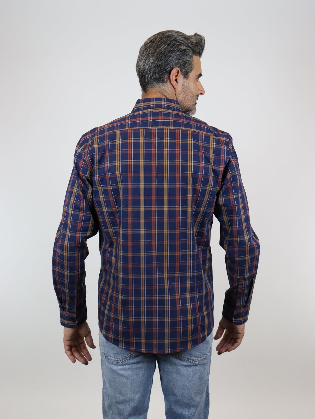Camisa Manga Larga de Algodón Cuadros Azul Marino 2312633 - dioromx