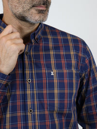 Camisa Manga Larga de Algodón Cuadros Azul Marino 2312633 - dioromx