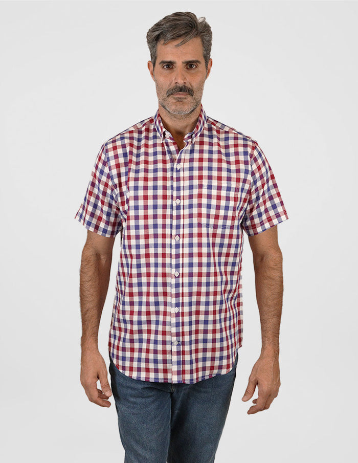Camisa 100% Algodón Cuadros Roja 2312649