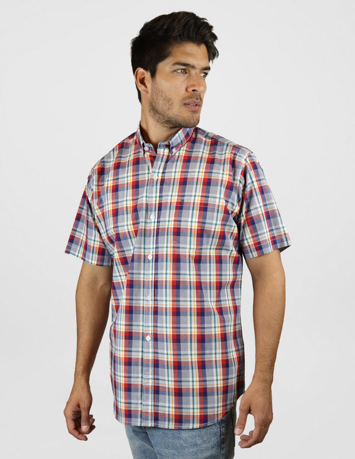 Camisa de Cuadros Casual Manga Corta Multicolor