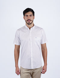 Camisa Manga Corta Blanca con Estampado 100% Algodón