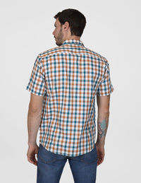 Camisa Casual Multicolor Manga Corta Cuadros 100% Algodón 2312654 - dioromx