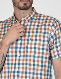 Camisa Casual Multicolor Manga Corta Cuadros 100% Algodón 2312654 - dioromx
