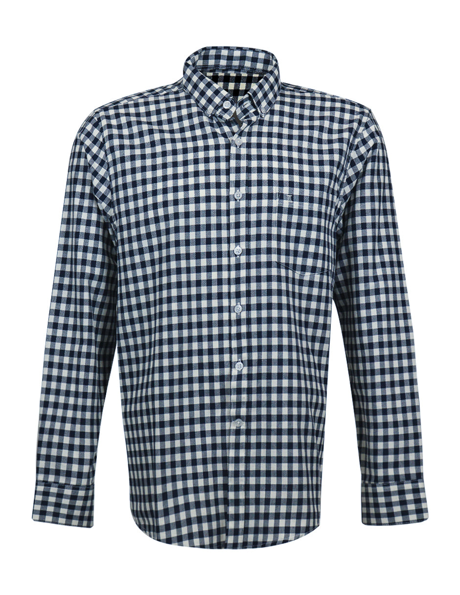 Camisa de Manga Larga Marca Dioro Cuadros Azules