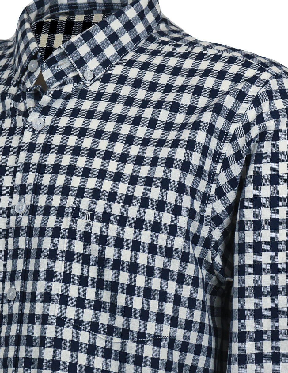 Camisa de Manga Larga Marca Dioro Cuadros Azules