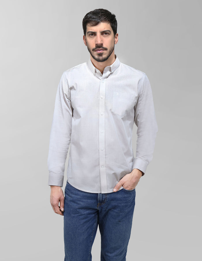 CAMISA MANGA LARGA GRIS 100% ALGODÓN REF 2403001