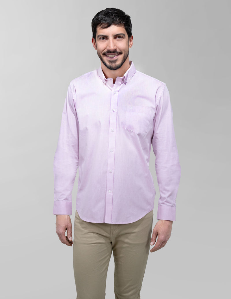 Camisa 100% Algodón Manga Larga Rosa Estilo Rayas