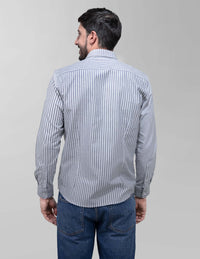 Camisa 100% Algodón Manga Larga Gris Estilo Rayas