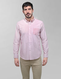 CAMISA MANGA LARGA ROSA RAYAS 100% ALGODÓN  REF 2403006