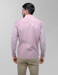 CAMISA MANGA LARGA ROSA RAYAS 100% ALGODÓN  REF 2403006