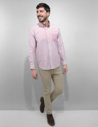 CAMISA MANGA LARGA ROSA RAYAS 100% ALGODÓN  REF 2403006