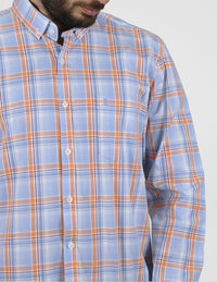 CAMISA MANGA LARGA CUADROS AZUL 100% ALGODÓN REF 2405049