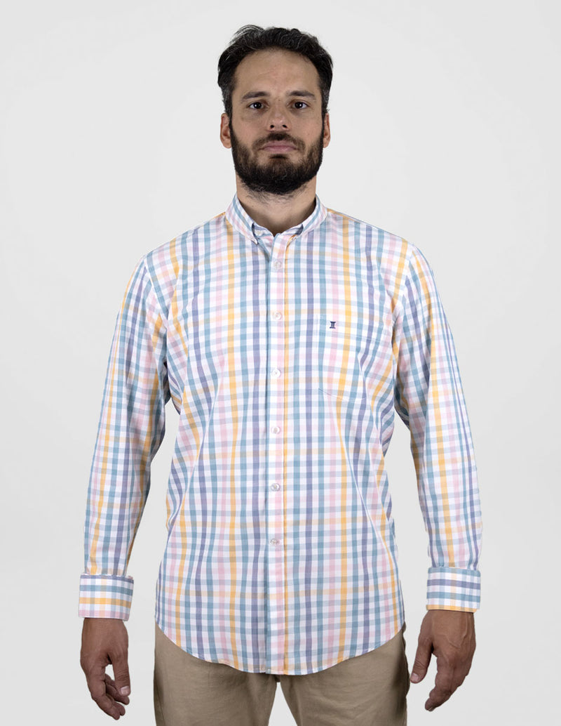 CAMISA MANGA LARGA CUADROS MULTICOLOR BAMBÚ REF 2405051