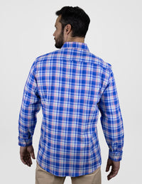 CAMISA MANGA LARGA CUADROS AZUL 100% ALGODÓN REF 2405052