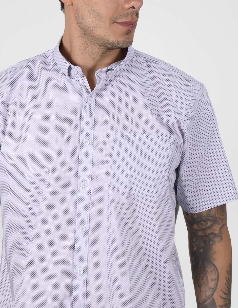 Camisa Casual Con Estampado Para Caballero Blanca