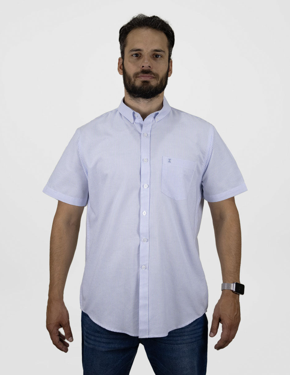 CAMISA MANGA CORTA RAYAS AZUL REF 2406008