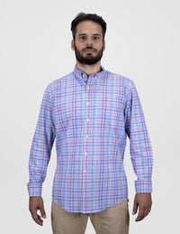 CAMISA MANGA LARGA CUADROS AZUL 100% ALGODÓN REF 2406060