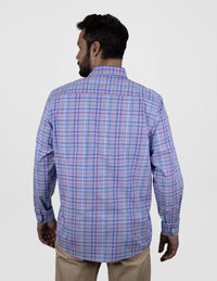 CAMISA MANGA LARGA CUADROS AZUL 100% ALGODÓN REF 2406060