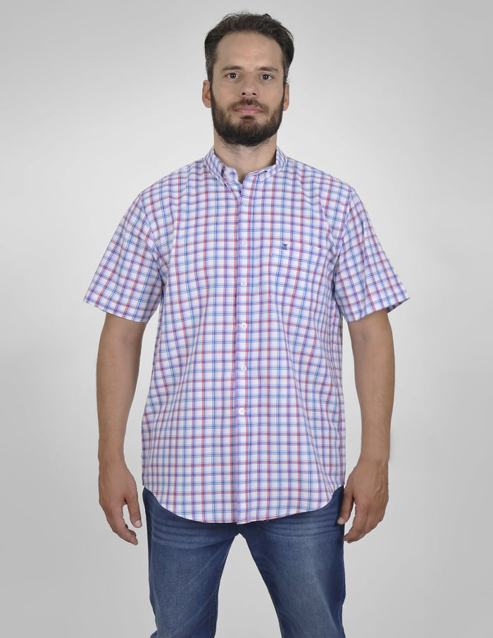 CAMISA MANGA CORTA MULTICOLOR CUADROS 100% ALGODÓN REF 2406082