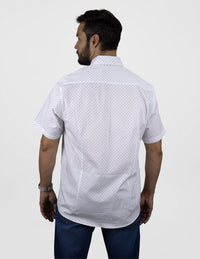 Camisa de Manga Corta Casual Estampado Blanco de Algodón