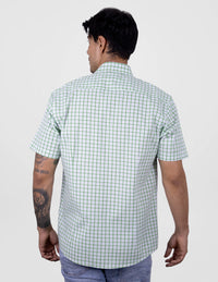 CAMISA MANGA CORTA VERDE CUADROS 100% ALGODÓN REF 2407029